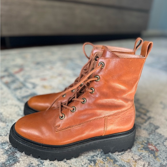 MADEWELL RAYNA like new cognac leather combat boots - Picture 2 of 7